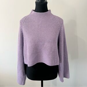 ASTR THE LABEL MOCKNECK CROPPED OPEN BACK KNIT SWEATER
